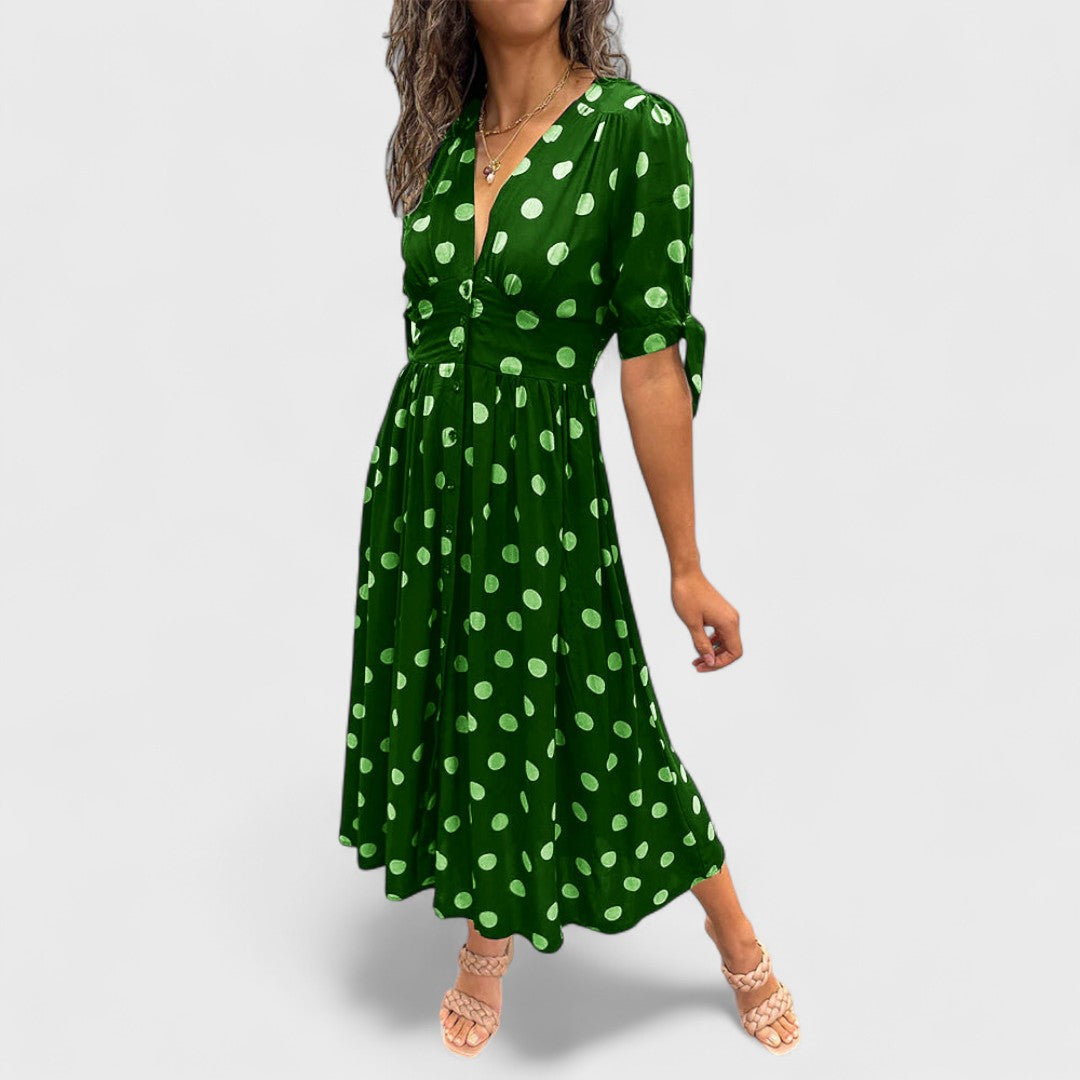 Monique - Elegáns Pöttyös Ruha