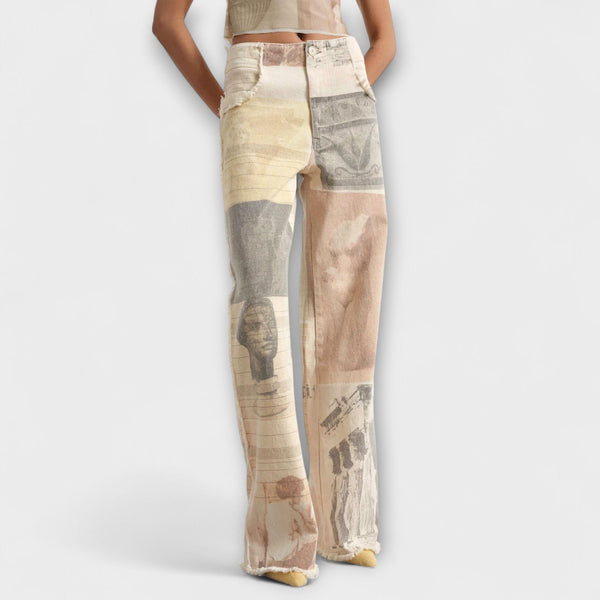 Rhea – Vintage stílusú, széles szárú farmernadrág
