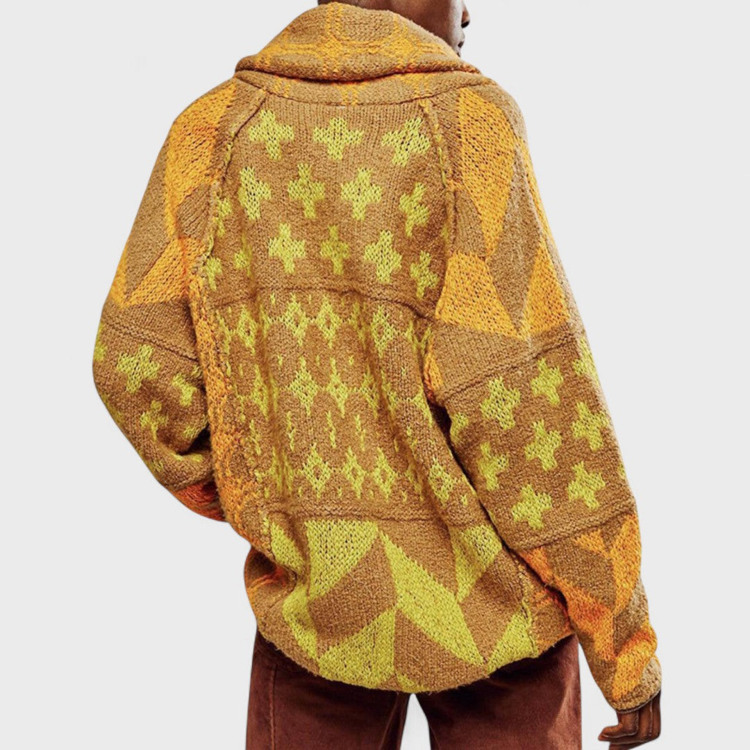 Portia - Vintage gombos galléros oversized kardigán hosszú ujjú