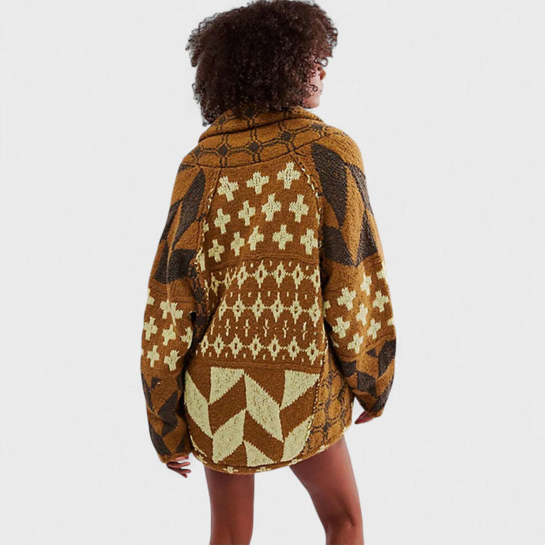 Portia - Vintage gombos galléros oversized kardigán hosszú ujjú