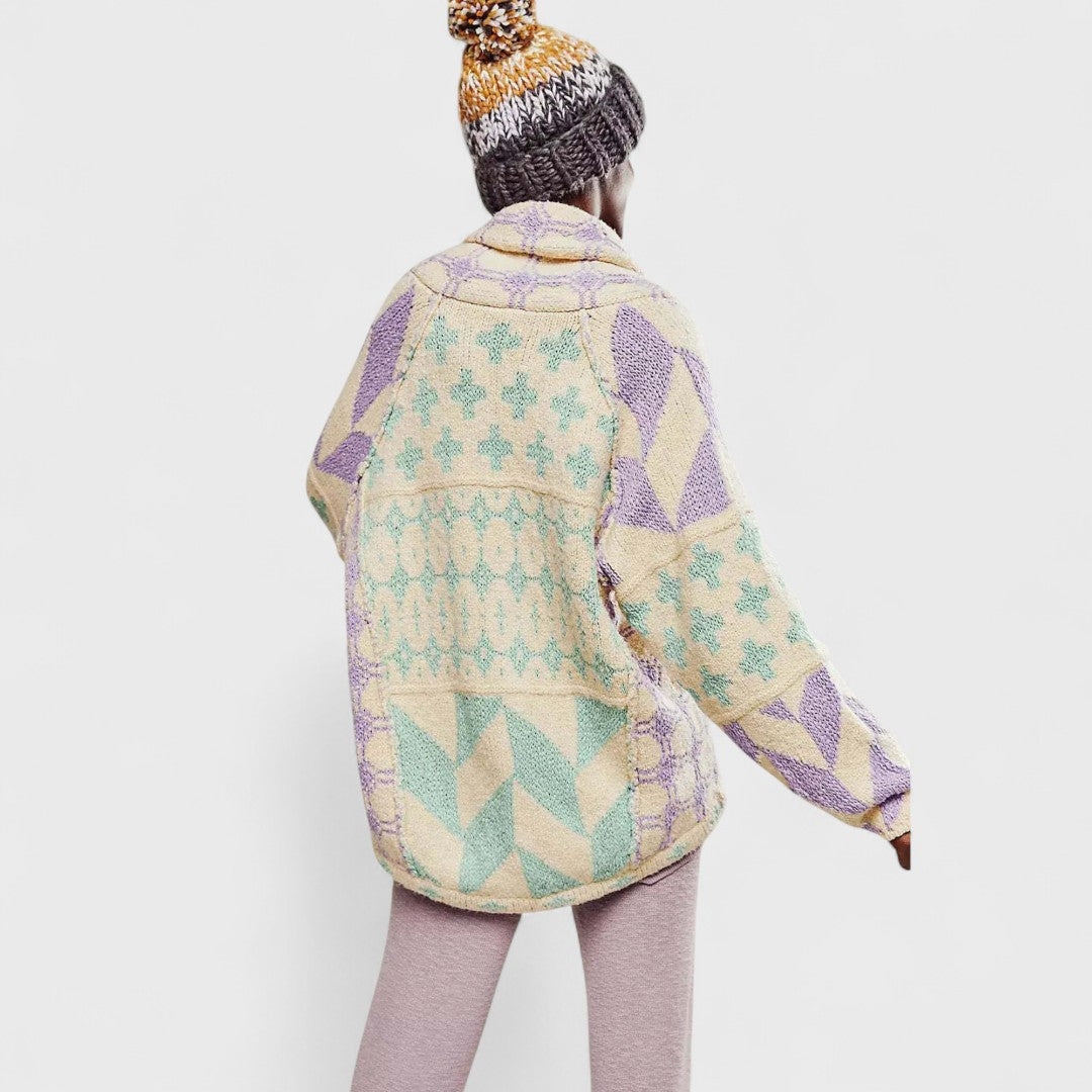 Portia - Vintage gombos galléros oversized kardigán hosszú ujjú