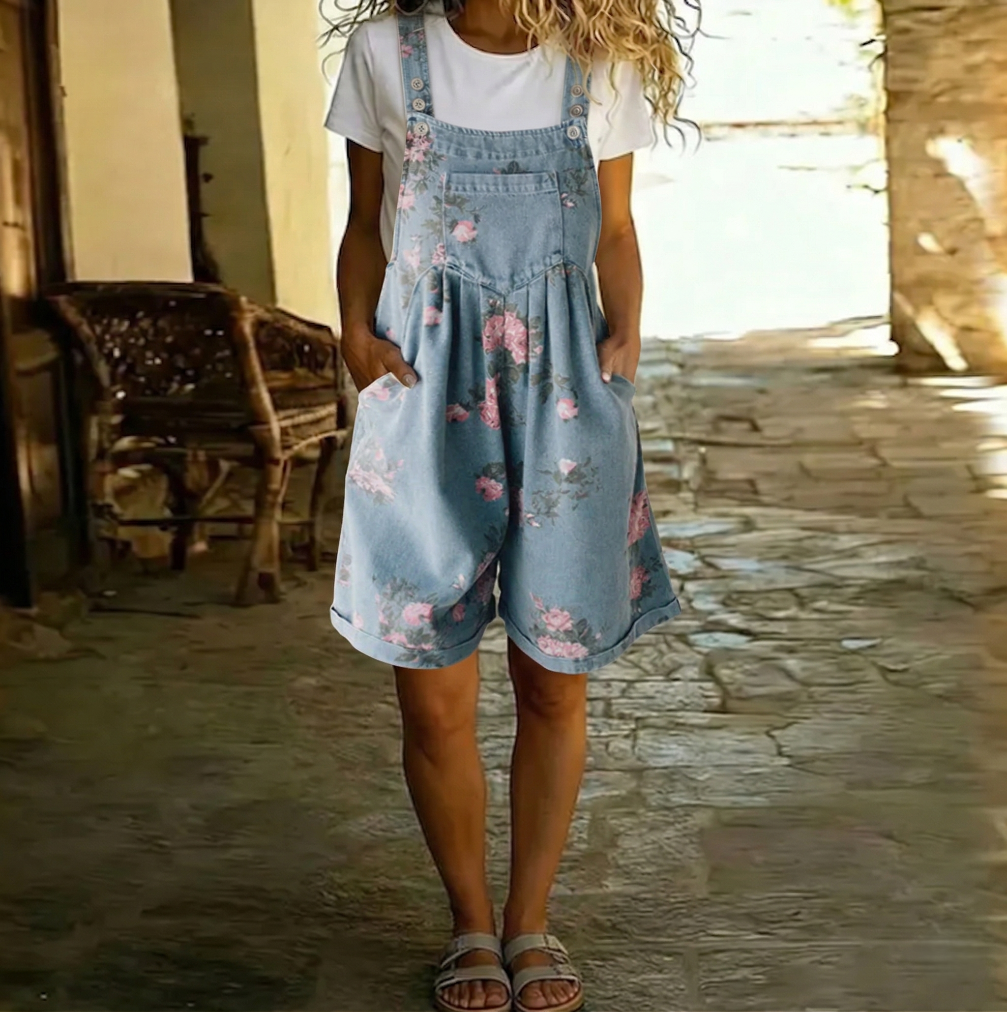 Judy | Virágmintás vintage farmer overall
