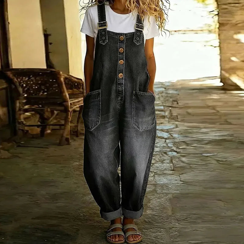 Mae | Vintage puha denim overál állítható pántokkal