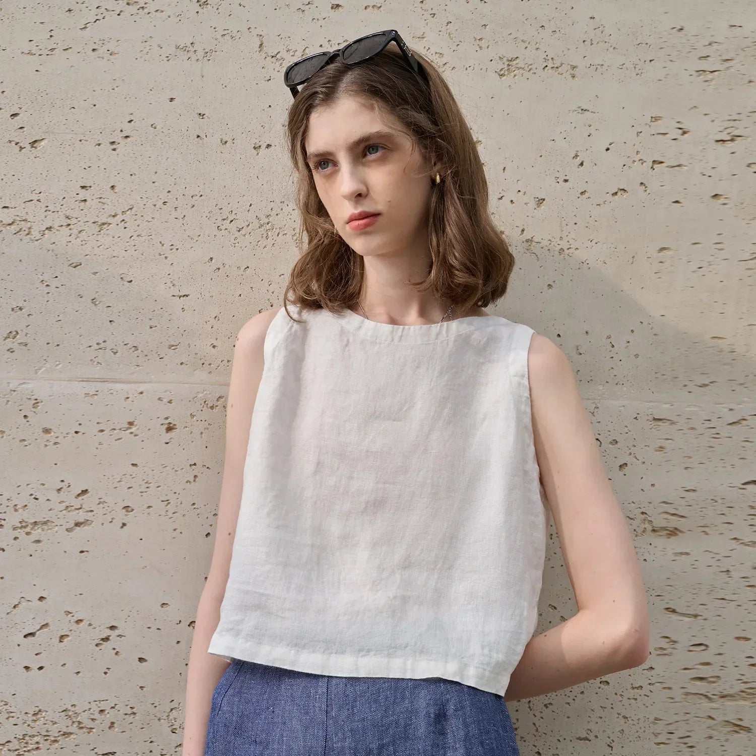 Aszimmetrikus len crop top