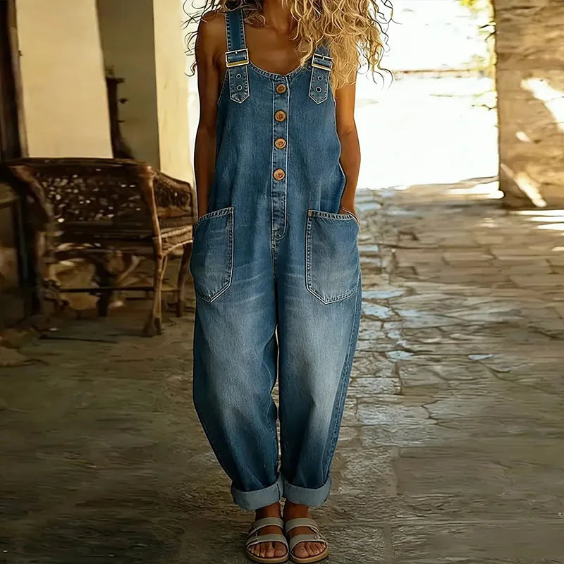 Mae | Vintage puha denim overál állítható pántokkal
