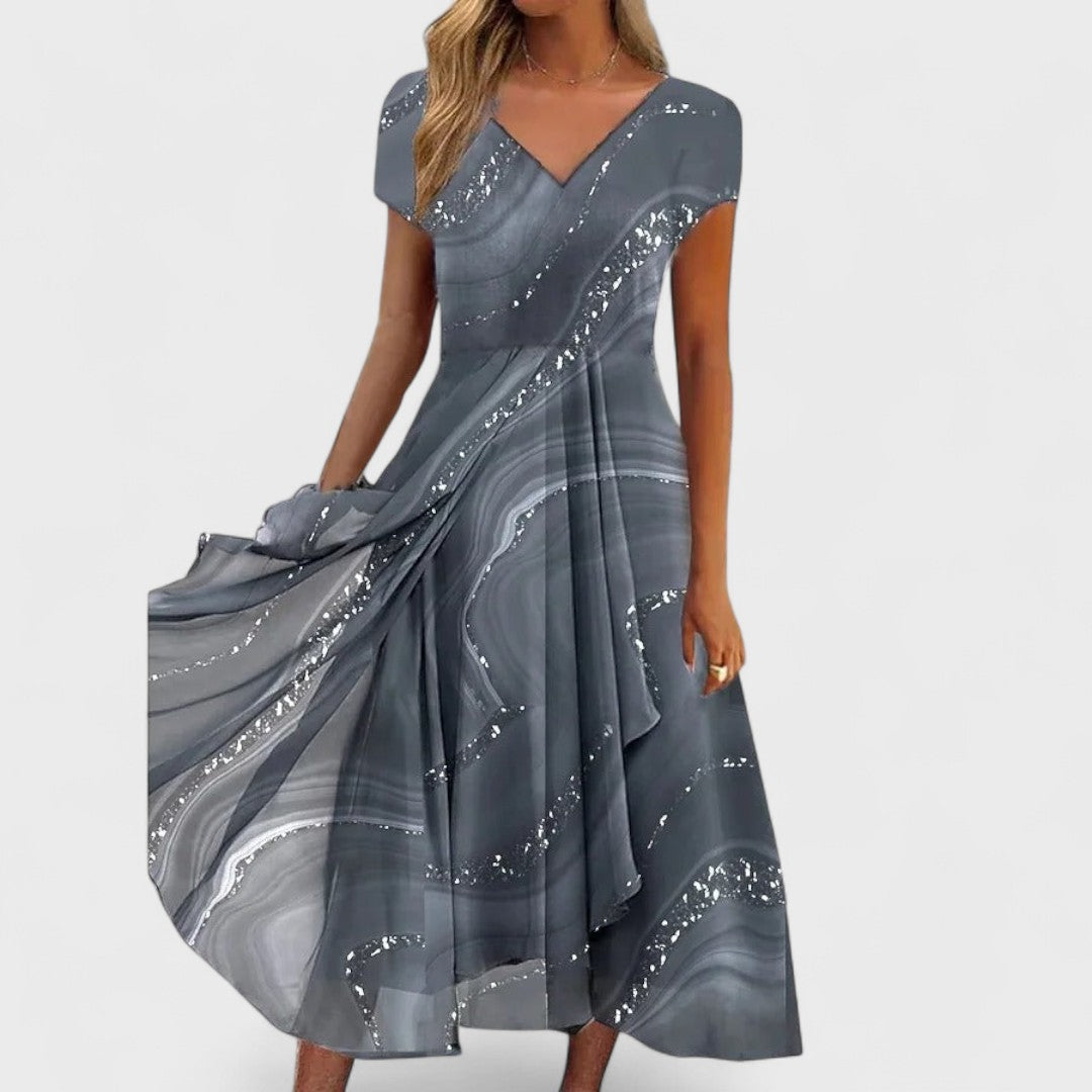 Isha – Elegáns midi ruha V-nyakkal