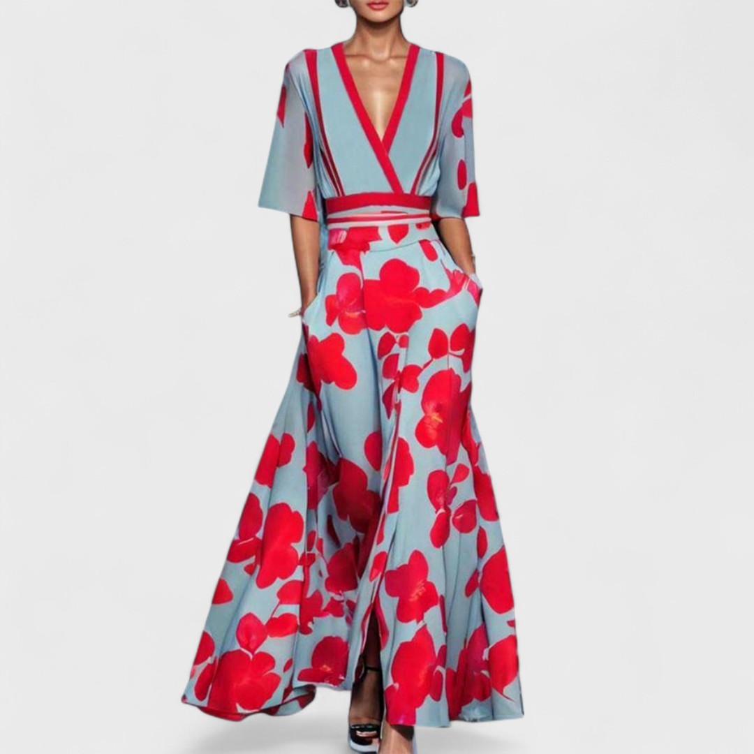 Océane - Elegáns maxi ruha virágmintával