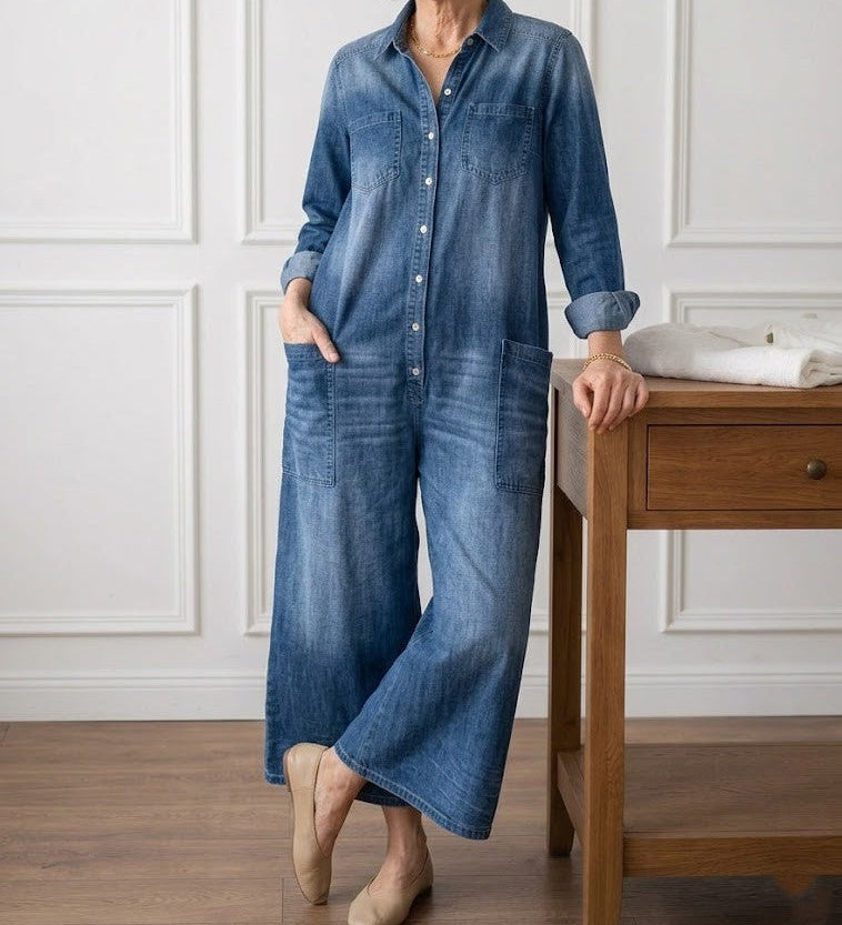 Diana | Vintage mosott pamut farmer overál gombos záródással
